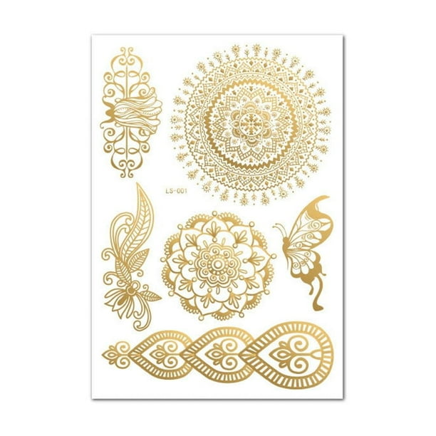 Bronzing Rose Lace Temporary Tattoo, Bridal Mandala Water Transfer Tattoo Sticker, Metallic Body Decoration Stickers