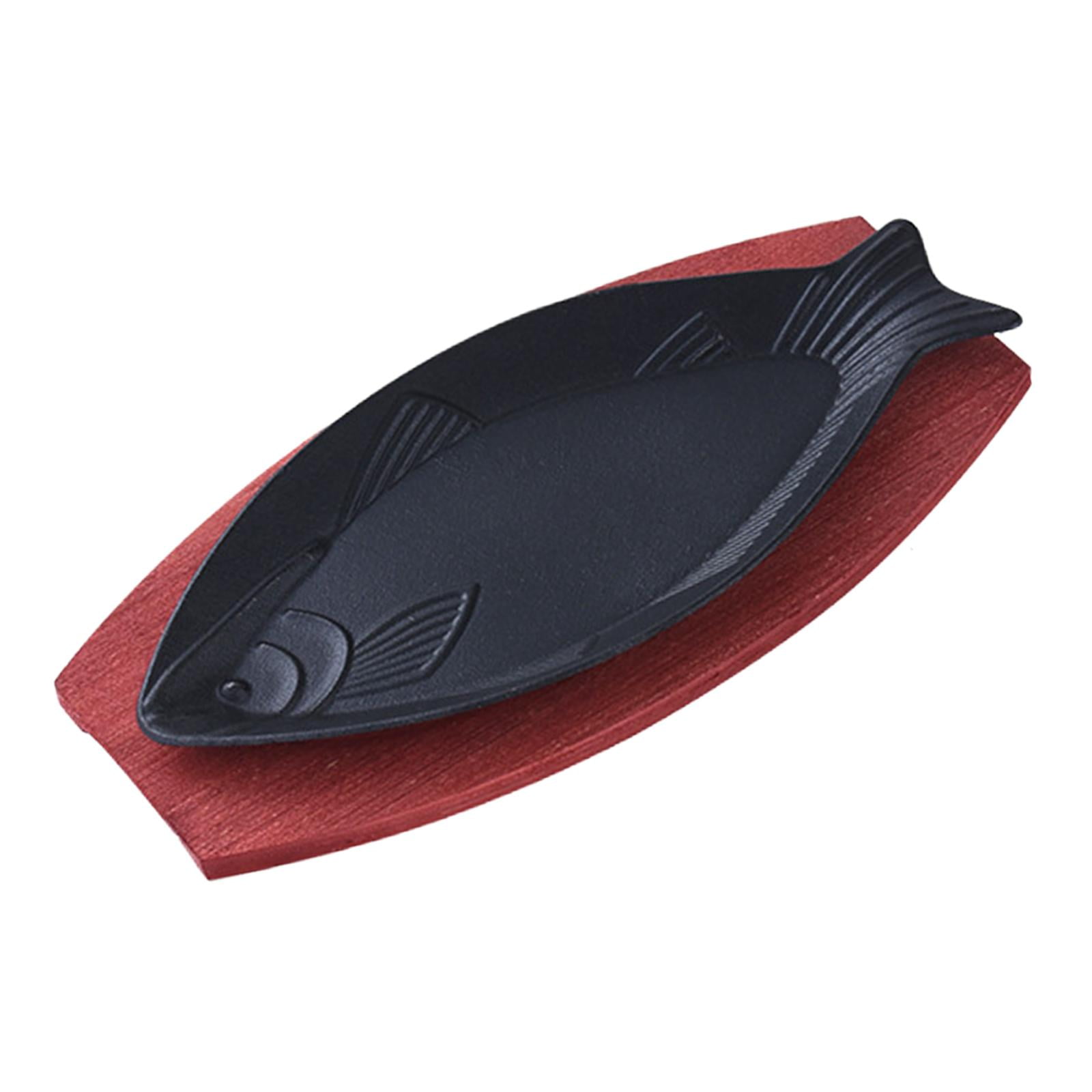 Magideal - Plancha Para Freír Carne, Plato Para Servir Carne, Freidora En Forma De Pescado, Sartén Antiadherente De Hierro Fundido, Plato Caliente, Sartén Para A D