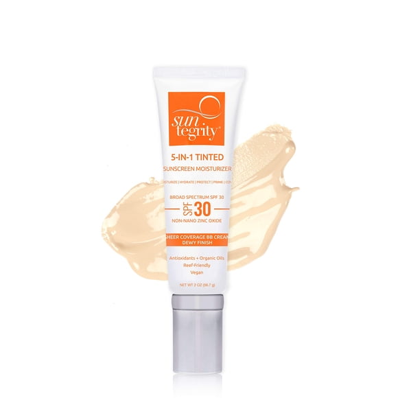 Protector solar Suntegrity con color mineral 5 en 1, SPF 30, 60 ml, dorado