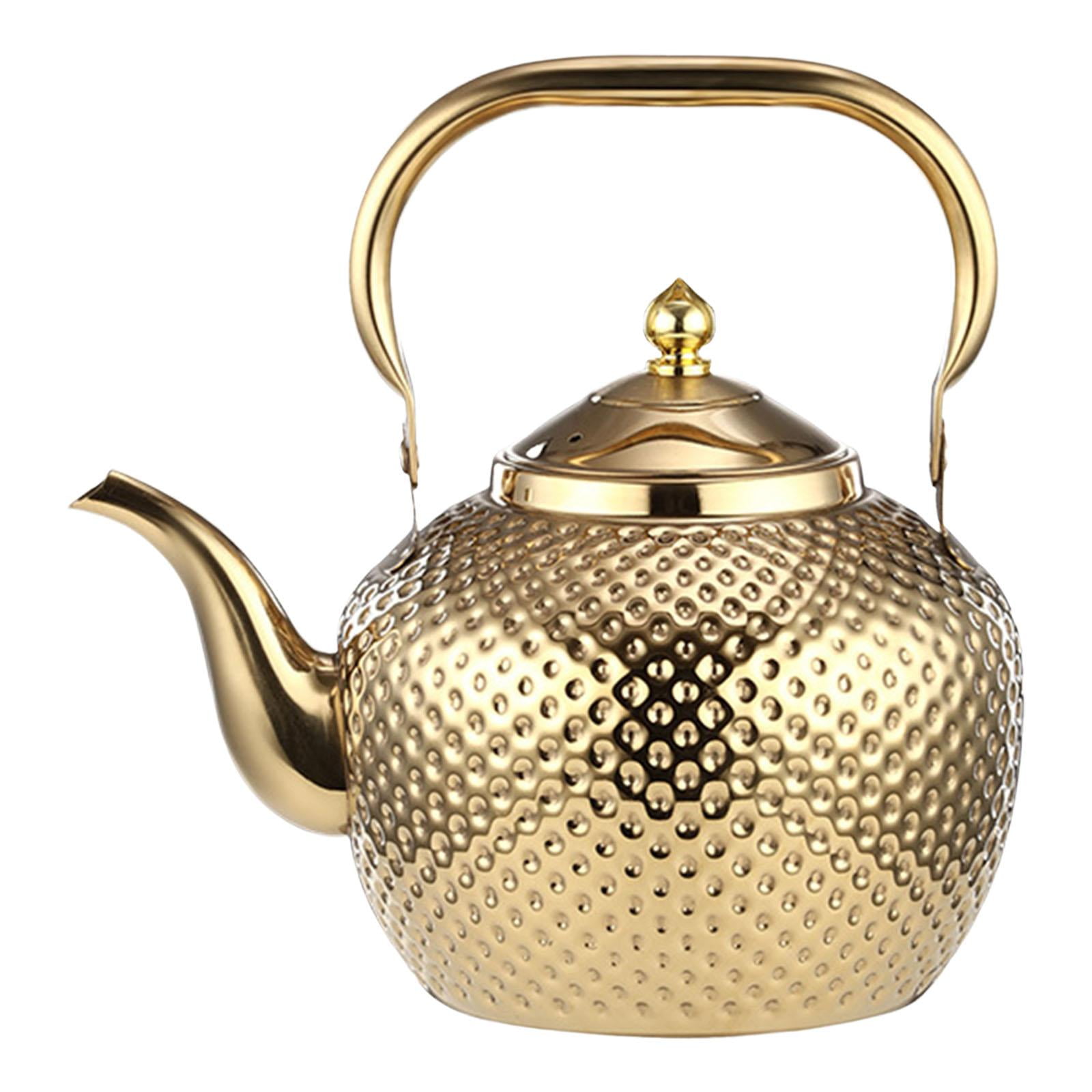 Bothyi - Tetera De Acero Inoxidable, Tetera De Hojas Sueltas Florecientes, Té De Kung Fu Para Cocina, 1,5 L, Dorado