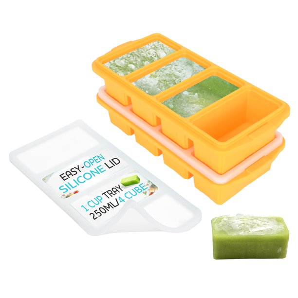 Bandeja para congelador Xomoo de silicona con tapa, paquete de 2 unidades, 8 x 250 ml, color aguamarina