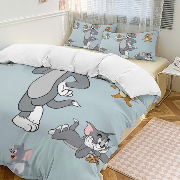 Tom And JerryCartoon Collection 3-Piece Comforter Set, Personalized Bedding Decor for Kids And Teens Bed Sheets