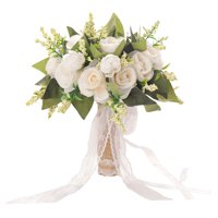 Magideal - Flores Artificiales Para Novia, Ramo De Novia , Flor De Novia Para , Iglesia, Decoraciones De Despedida De , Blanco