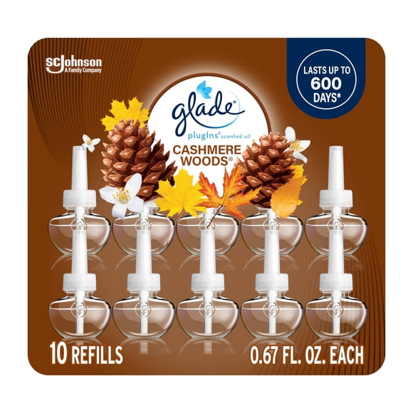 Recambio para ambientador Glade Plugins, madera de cachemir, 200 ml x 10