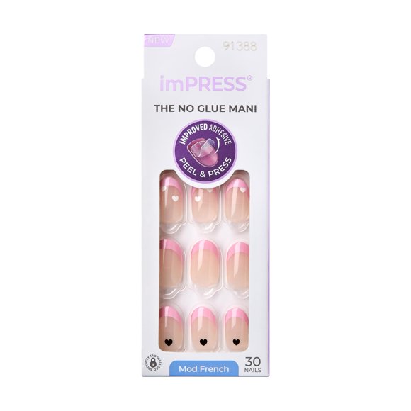 Press-On Nails Impress «Ditto», corto francés, forma ovalada