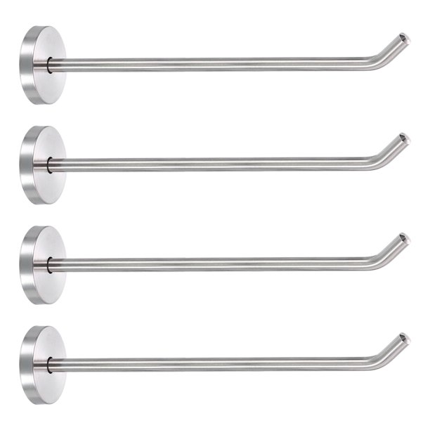 Uxcell 4 Paquete de Ganchos para Abrigos de 7.9 Pulgadas, Gancho de Montaje en Pared de Nariz Larga de Acero Inoxidable, Perchas para Batas y Toallas con Tornillos, Tono Plateado