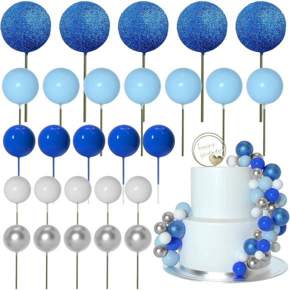 Bola de espuma para cumpleaños HQKJGSYX para decoración de tartas, 50 unidades, azul y verde