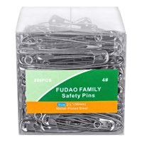Alfileres De Seguridad Fudao Family, Tamaño 4, 56 Mm, Acero Niquelado, 200 Unidades