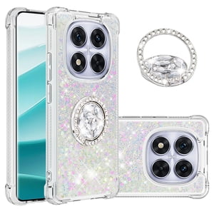 Foxdock Funda Glitter Líquida Para Xiaomi Redmi Note 14 Pro Plus 5G Con Anillo Brillante, Tpu Antichoques Y Esquinas Reforzadas, Soporte