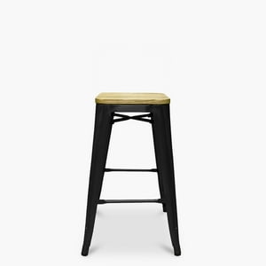 Form Design - Taburete Medio 66 Tolix Asiento Madera Negro