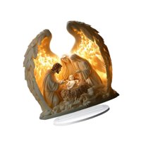 Magideal - Estatuilla De Belén Navideño, Letrero Acrílico, Regalo Religioso, Escultura, Letrero, Adorno De Mesa De Escritorio, Plano 2D Para Vacaciones Festivas Ala 18X18Cm