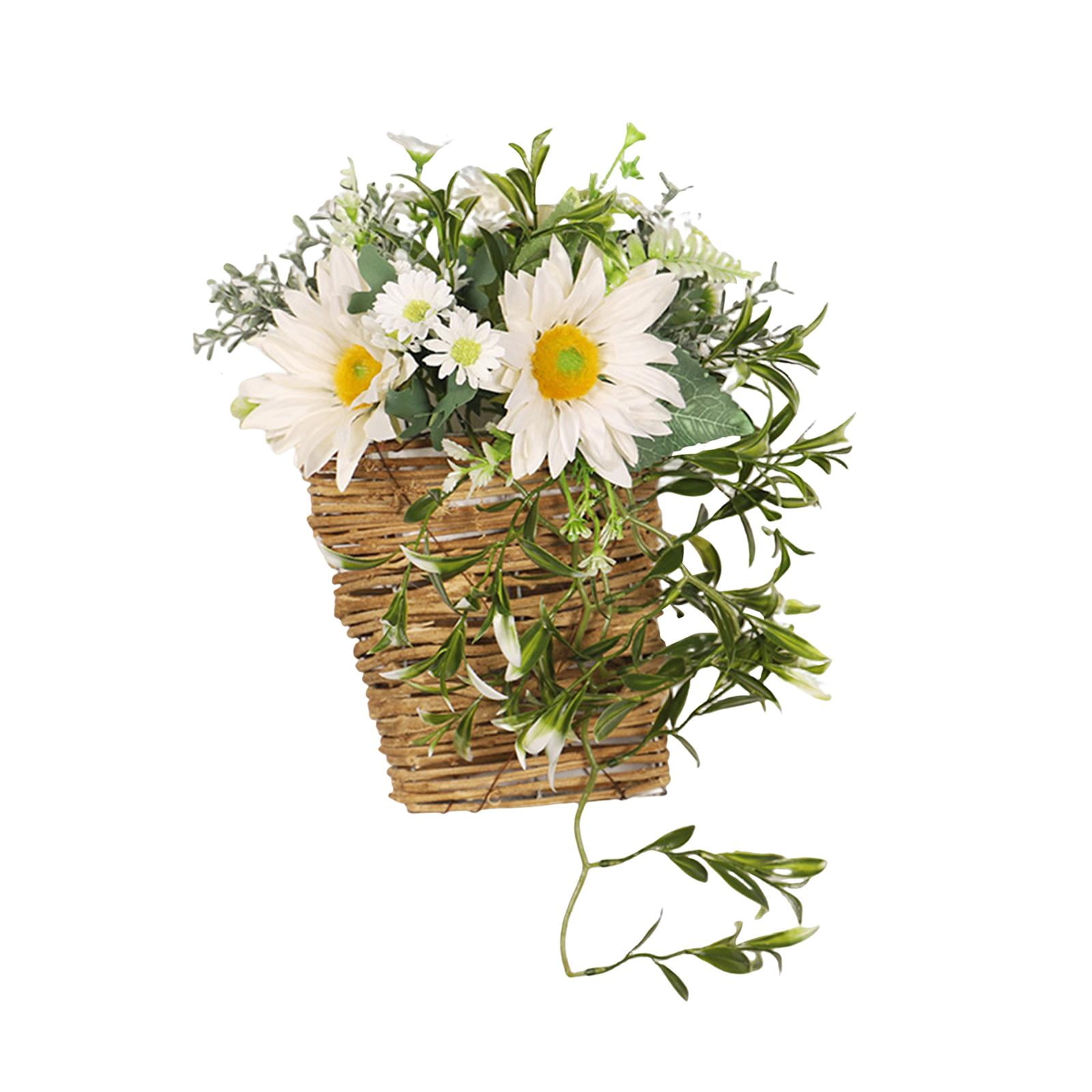 Magideal - Cesta De Flores Guirnalda Guirnalda De Girasoles Cartel De Bienvenida Puerta Delantera Guirnalda De Primavera Guirnalda De Granja Para Ventana Decorac Blanco