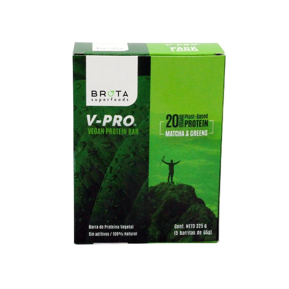 Brota Superfoods - Caja 5 Barritas V-pro Matcha & Greens 325g
