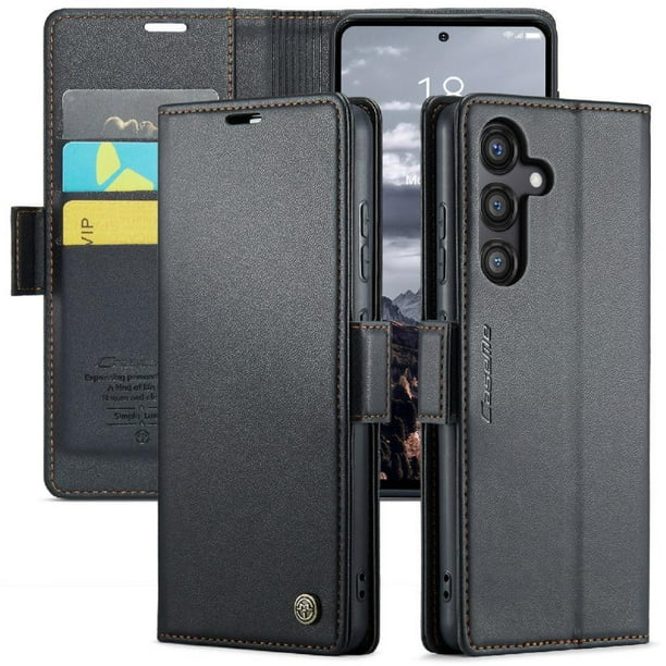 CaseMe tipo cartera Samsung Galaxy S24 FE con cierre magnético, RFID, tarjetero, soporte, carga inalámbrica