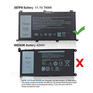 Dmkaollk - Batería 357F9 Para Dell Inspiron 15 7000 7559 7567 7566 7759 7557 5577 Serie Ins15Pd P57F P57F003 P65F P65F001 0Gfj6 71Jf4 11.1V 74Wh - 12 Meses De