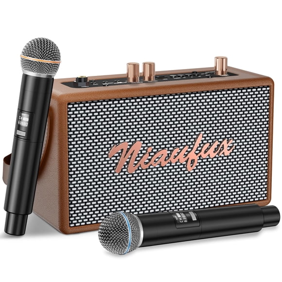 Máquina de karaoke Niaufux Retro con 2 micrófonos inalámbricos