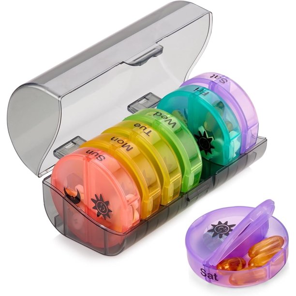 Organizador de Pastillas MEDca de 7 Días AM/PM, Estuche Portátil, Colores Arcoíris