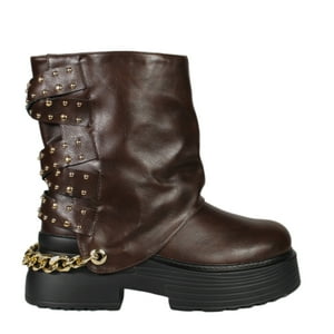 Megabazar Spa - Bota Mujer Biker Tachas 18 Yassne Marron