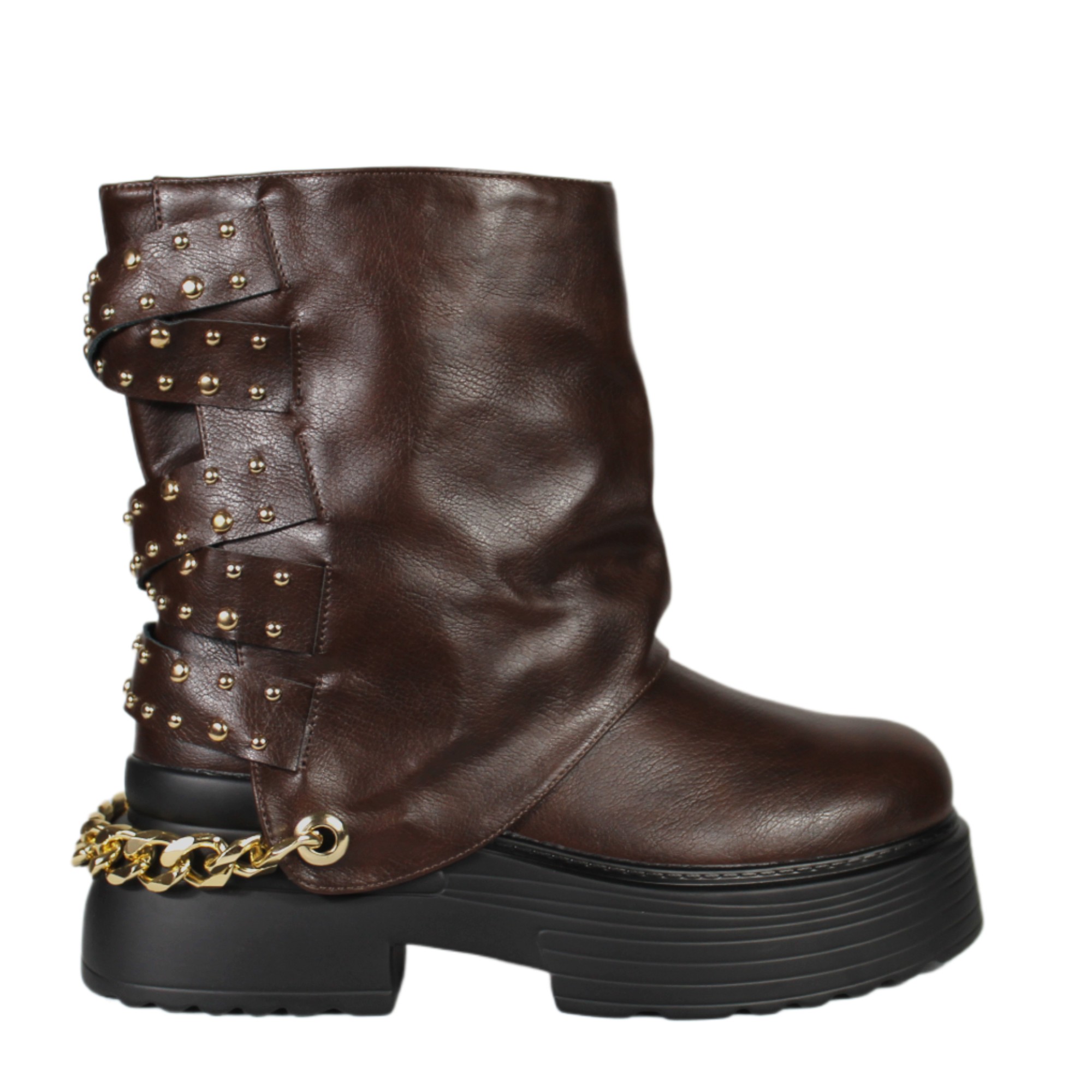 Megabazar Spa - Bota Mujer Biker Tachas 18 Yassne Marron