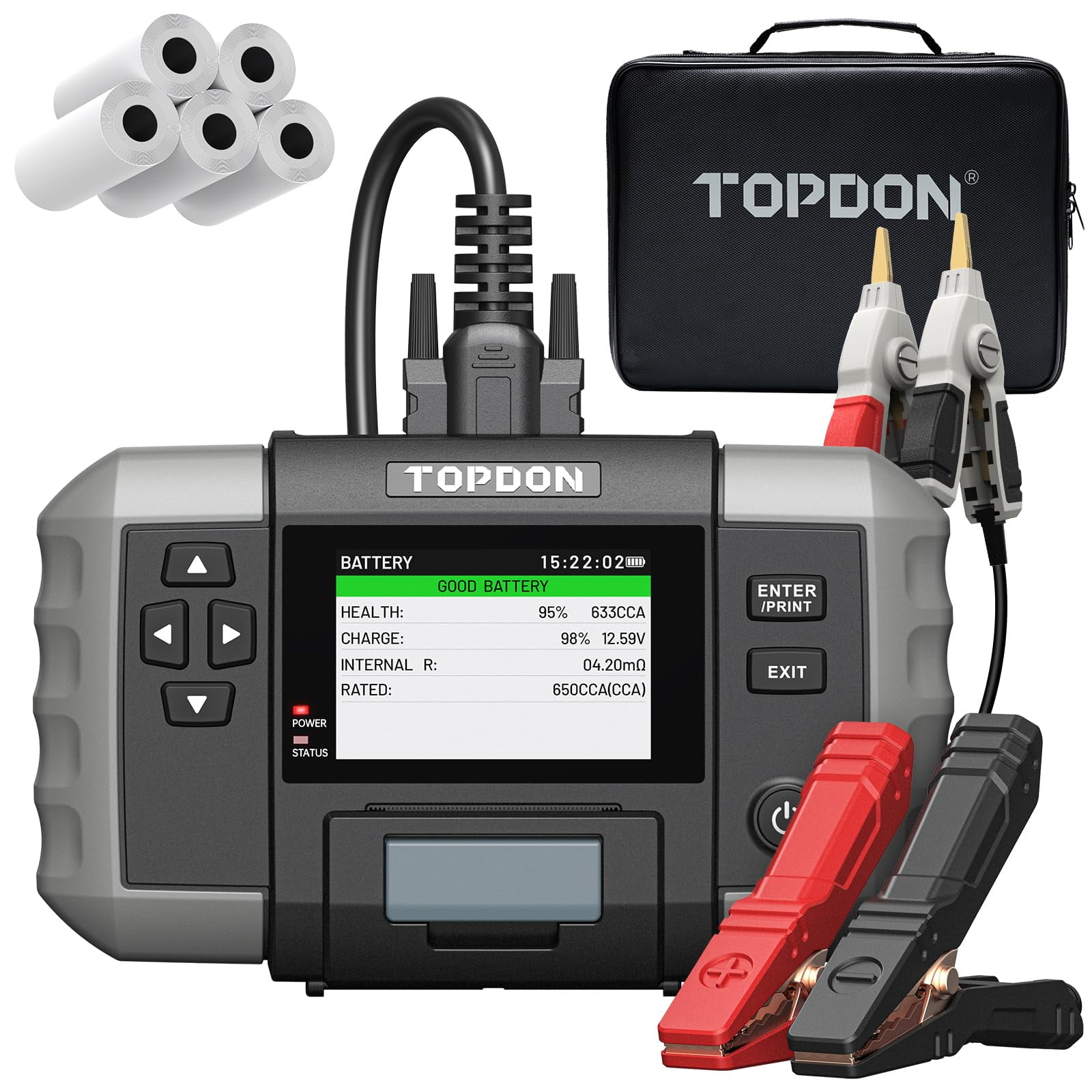 Probador De Baterías Para Auto Topdon Bt600 Plus Con Pantalla De 3.5" E Impresora