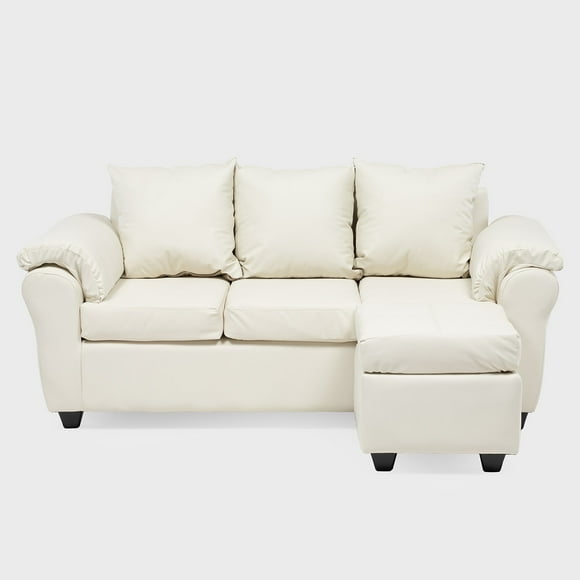 Sofá Ezeiza + 1 Pouf Pu Beige