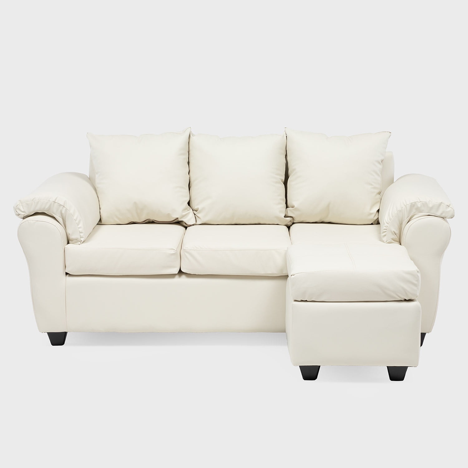 Muebles Mpr - Sofá Ezeiza + 1 Pouf Pu Beige