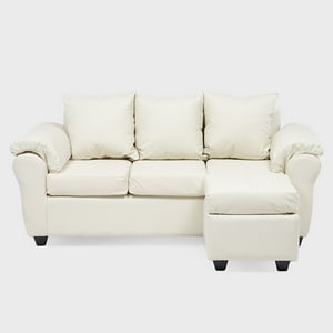 Muebles Mpr - Sofá Ezeiza + 1 Pouf Pu Beige
