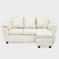 Muebles Mpr - Sofá Ezeiza + 1 Pouf Pu Beige