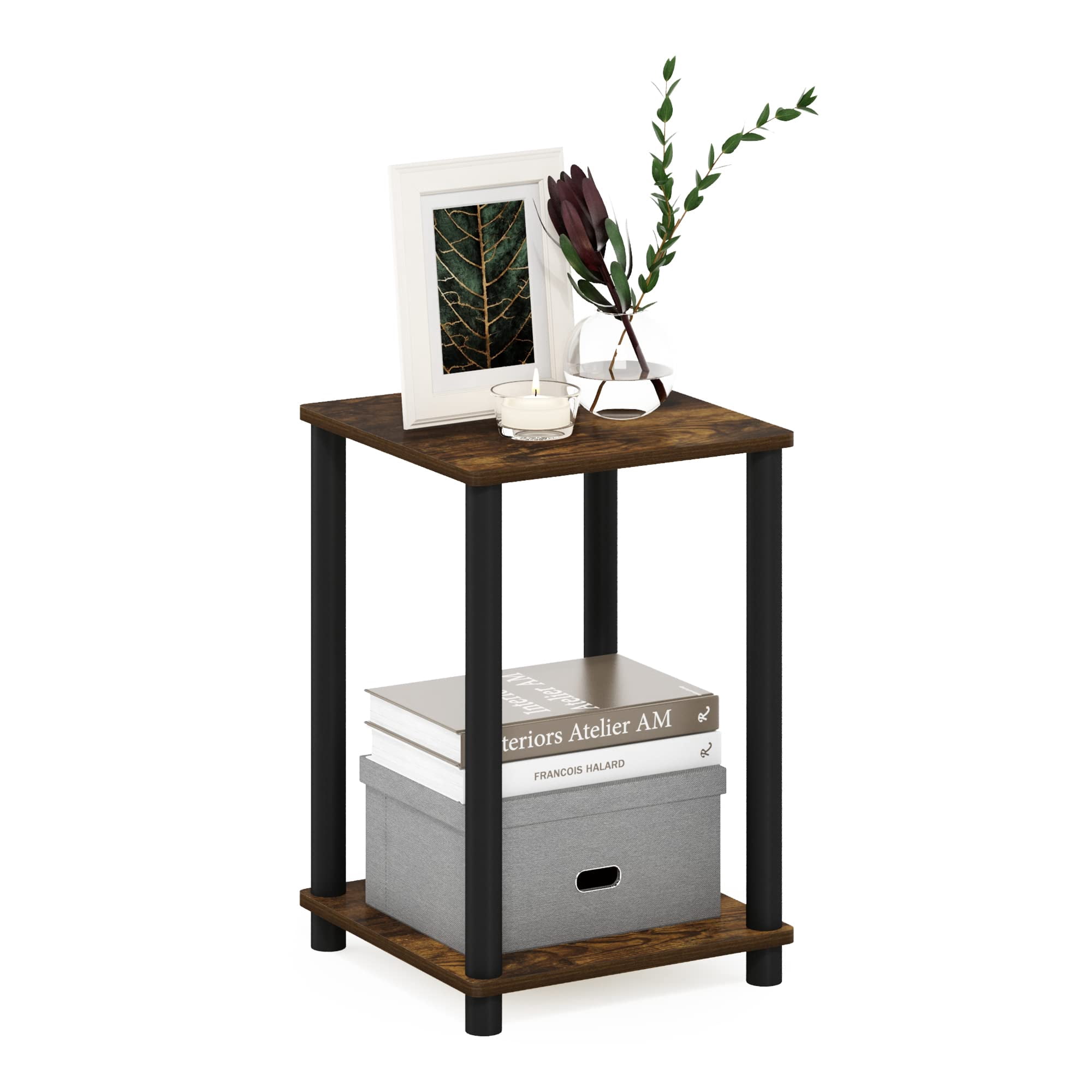 Mesa Auxiliar Furinno Turn-n-tube De 2 Niveles, Moderna, Pino Ámbar