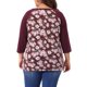 thumbnail image 4 of GRACIA Y GRANDEZA Disfraces de Halloween Blusa Floral para Mujer Tallas Grandes Cuello Redondo Manga 3/4 Raglán Top Casual Campesino 1X Burdeos, 4 of 8