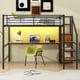 thumbnail image 1 of Full Size Metal Loft Bed with Desk, Storage Staircase, Small Wardrobe and LED Light,Black, 1 of 3