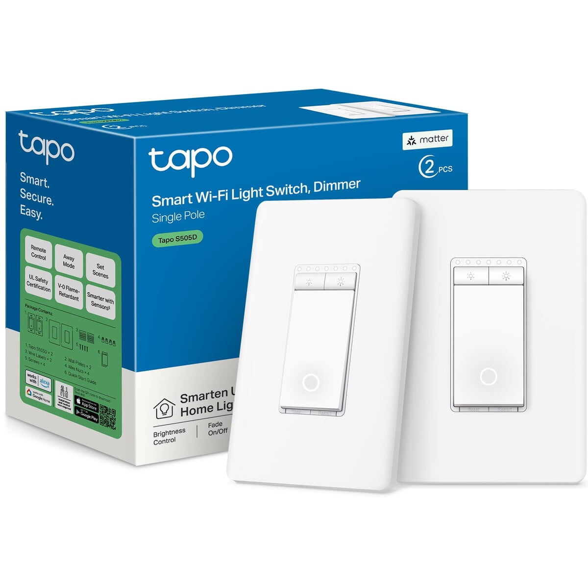 Interruptor Dimmer Inteligente Tplink Tapo S505d 2 Unid Wifi Matter