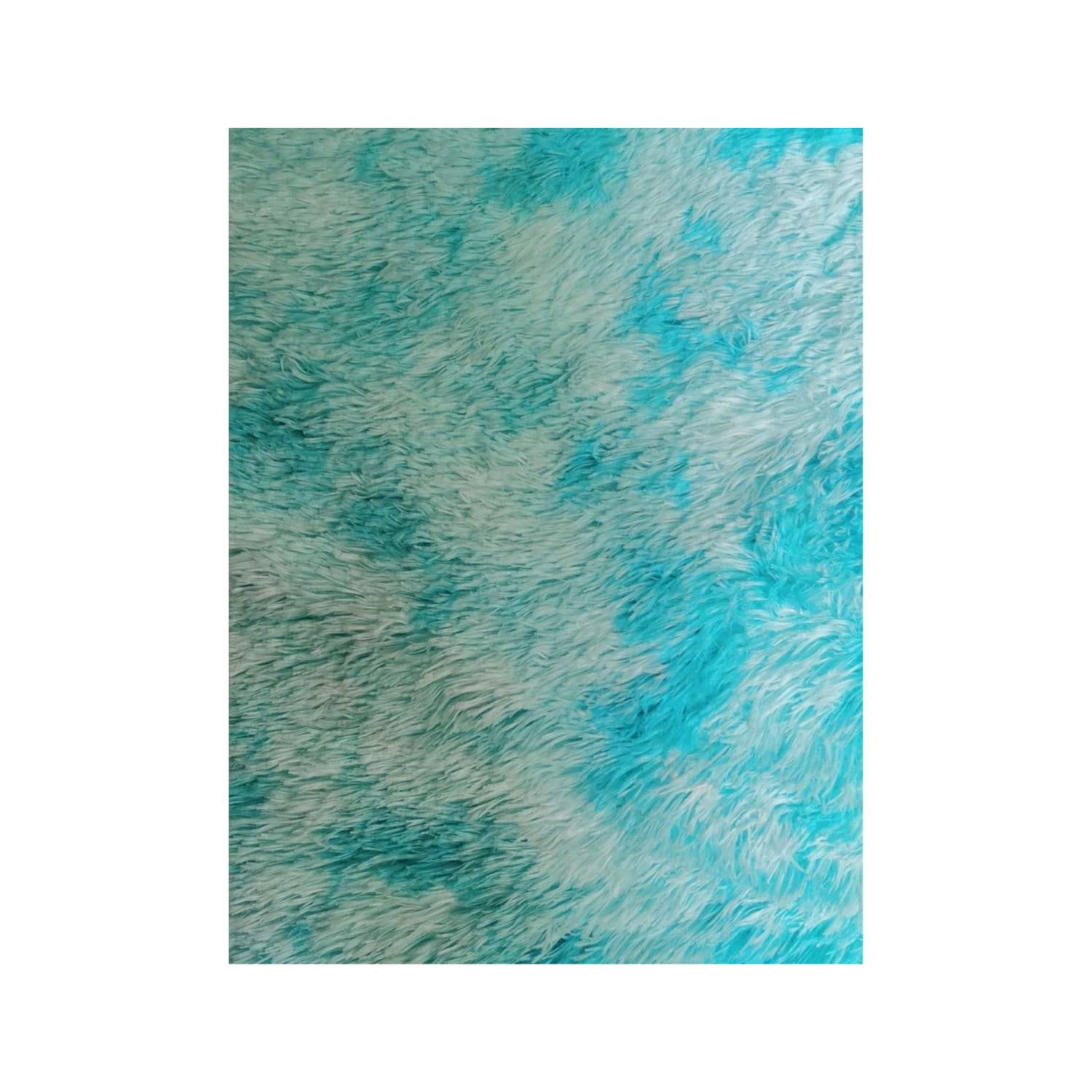 Genérico - Alfombra Peluda Jaspeada 1.8 X 2 - Turquesa