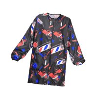 Magideal - Salón Smock Delantal Uniforme De Barbero Con Cierre Cremallera Mangas Y Bolsillos Prenda Impermeable Poliéster Adecuado Para Peluquería Barbería Esti Impreso En Negro