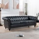 thumbnail image 1 of 84.65" BLACK PU Rolled Arm Chesterfield Three Seater Sofa., 1 of 3