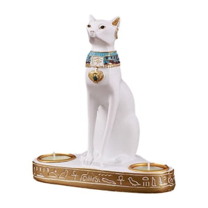 Magideal - Candelabro Con Escultura De Gato, Candelabro Con Estatuilla De Gato, Candelabro Creativo, Estatua De Gato, Candelabro Para Decoración De Aniversario Blanco