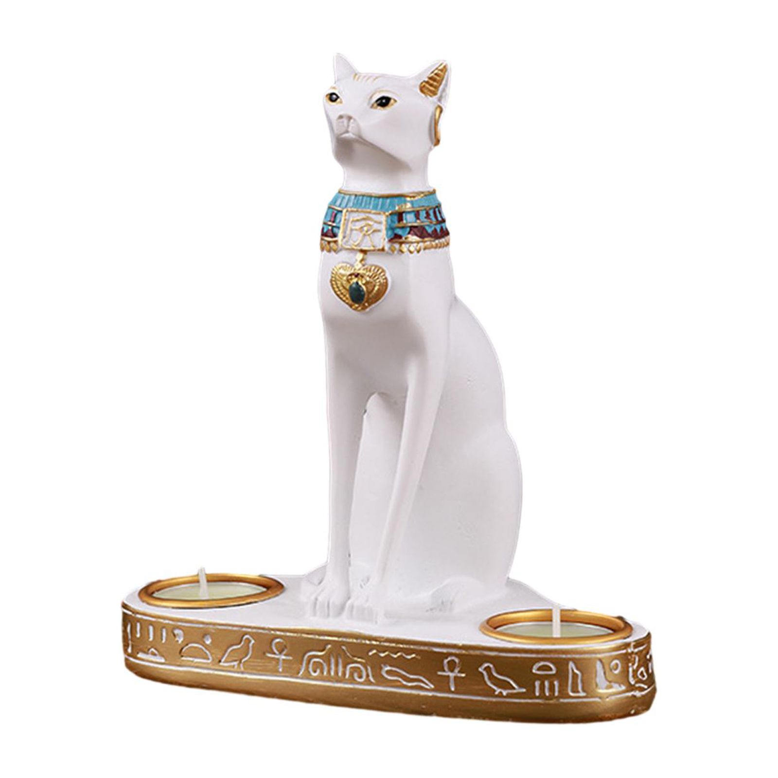 Magideal - Candelabro Con Escultura De Gato, Candelabro Con Estatuilla De Gato, Candelabro Creativo, Estatua De Gato, Candelabro Para Decoración De Aniversario Blanco