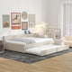 thumbnail image 2 of Full Size Upholstered Platform Bed with USB and Twin Size Trundle, Beige, 2 of 3