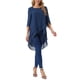 thumbnail image 2 of INSPIRE CHIC Blusa de Chifón para Mujer con Mangas Divididas 3/4 y Dobladillo Asimétrico, Túnica Azul Oscuro M, 2 of 6