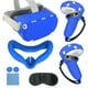 thumbnail image 1 of Juego de accesorios de VR para Quest 2: carcasa de silicona, empuñaduras para el mando, protector facial, tapones para los botones, juego de paños para las gafas y protector de lentes-Azul, 1 of 6