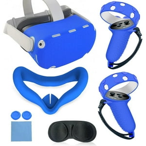 Genérico - Juego De Accesorios De Vr Para Quest 2: Carcasa De Silicona, Empuñaduras Para El Mando, Protector Facial, Tapones Para Los Botones, Juego De Paños Para Las Gafas Y Protector De Lentes-Azul