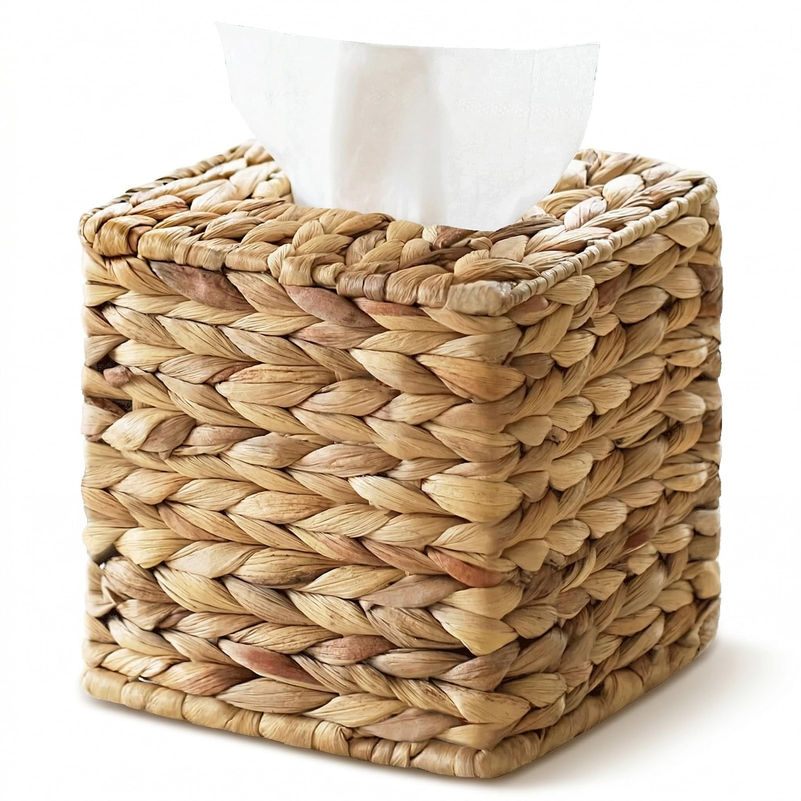 Cubierta Para Caja De Pañuelos S310 Cuadrada De Ratán Trenzado De 15 Cm