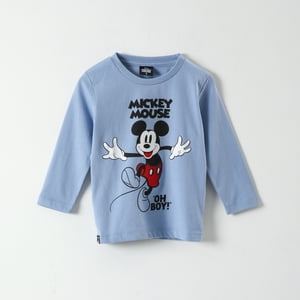 Polera Manga Larga Niño Mickey Oh Boy! Celeste Disney