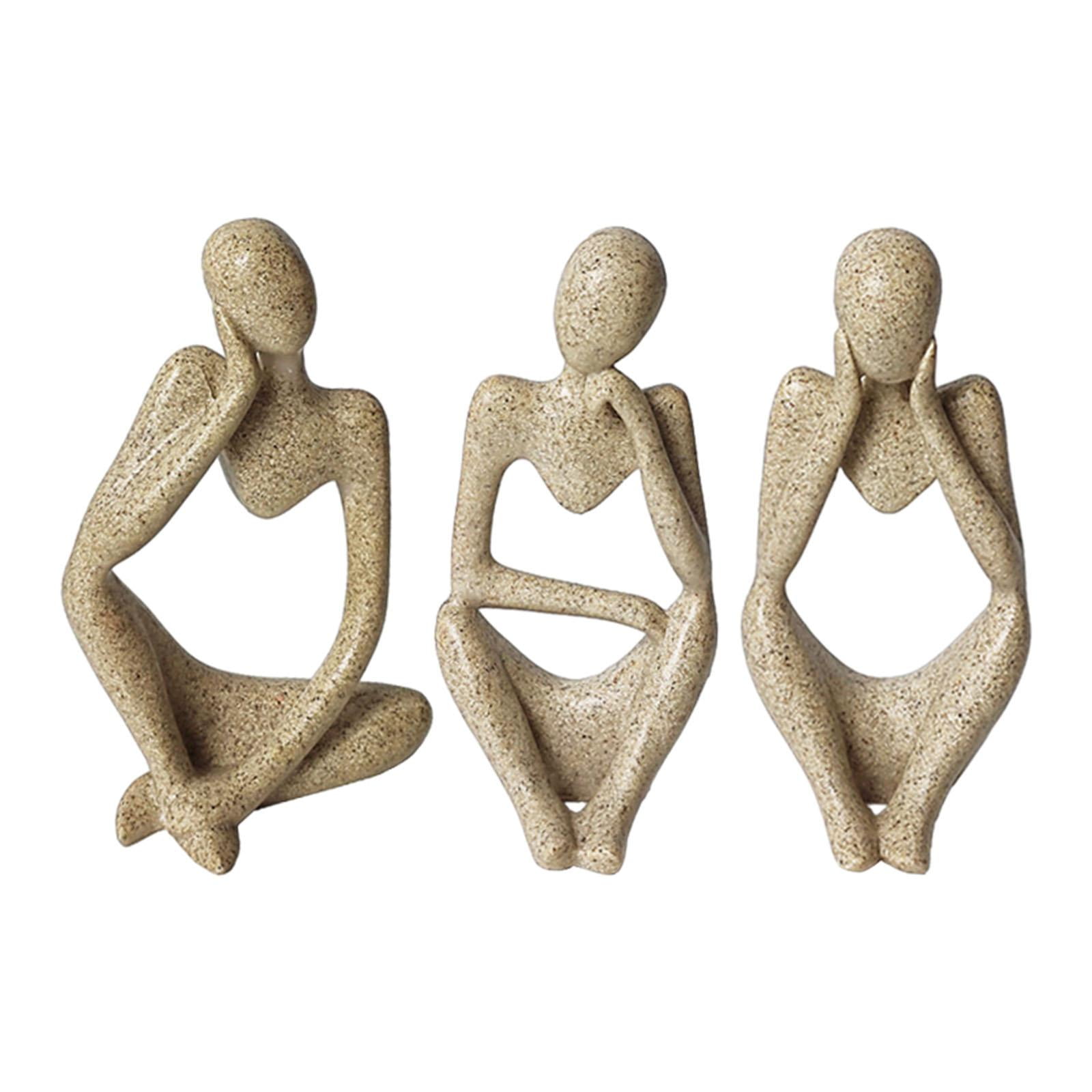 Magideal - Escultura De Estatua De Thinking People, Decoración De Escritorio Decorativa Coleccionable Pintada A Mano Para Estantería De Escritorio Multiusos, 3 Marrón