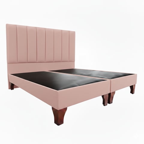 Vitelio - Cama 2 Plazas Modular Base Color Palo Rosa + Respaldo