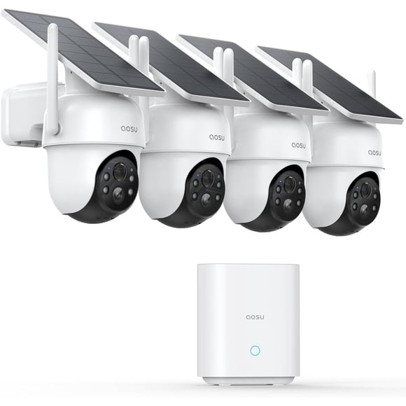 Kit Cámaras Seguridad Exterior aosu 4 2K Solar WiFi 360°