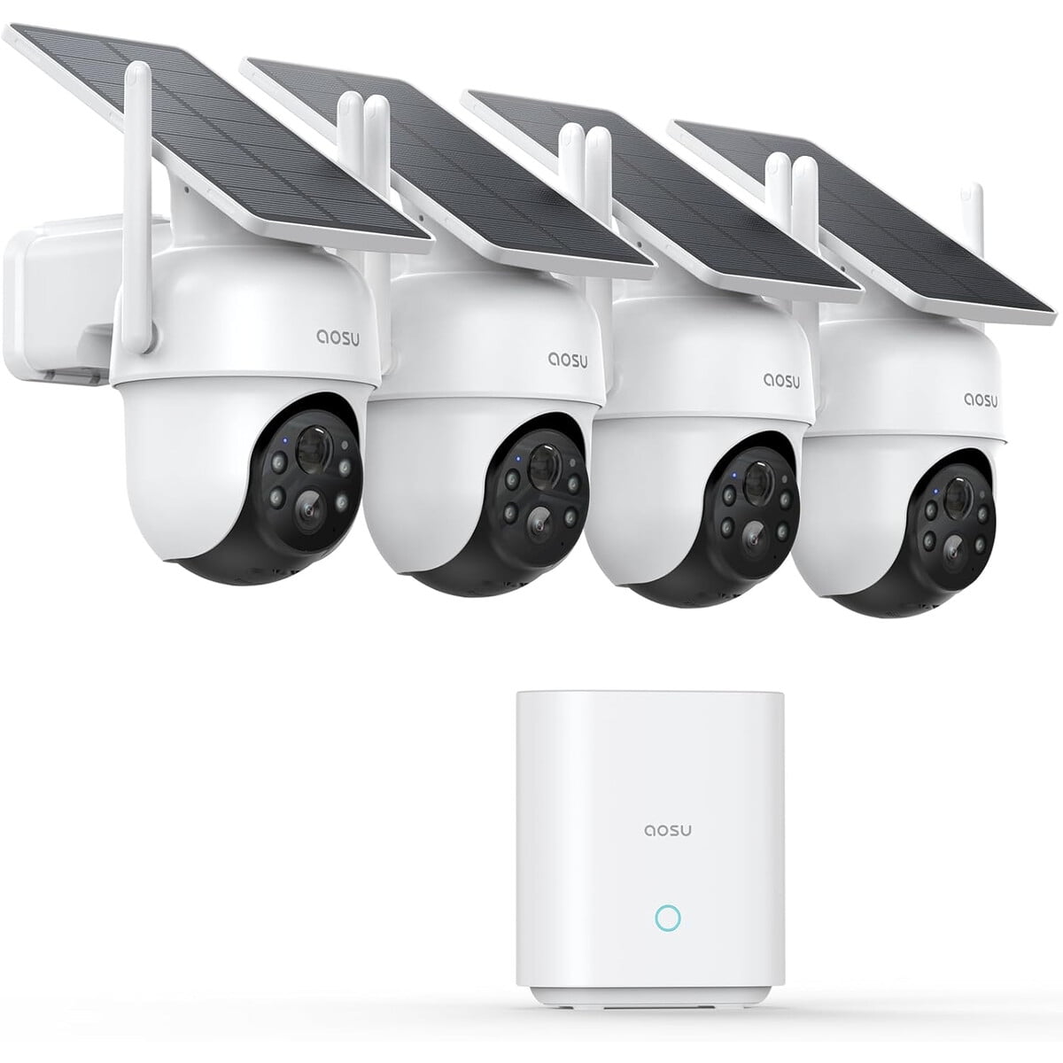 Kit Camaras Seguridad Exterior Aosu 4 2k Solar Wifi 360a