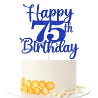 Decoración Para Tartas Kaoenla Con Purpurina Para Feliz 75 Cumpleaños, 75 Años, Azul