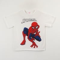 Polera Manga Corta Niño Blanco Pose Spiderman Marvel