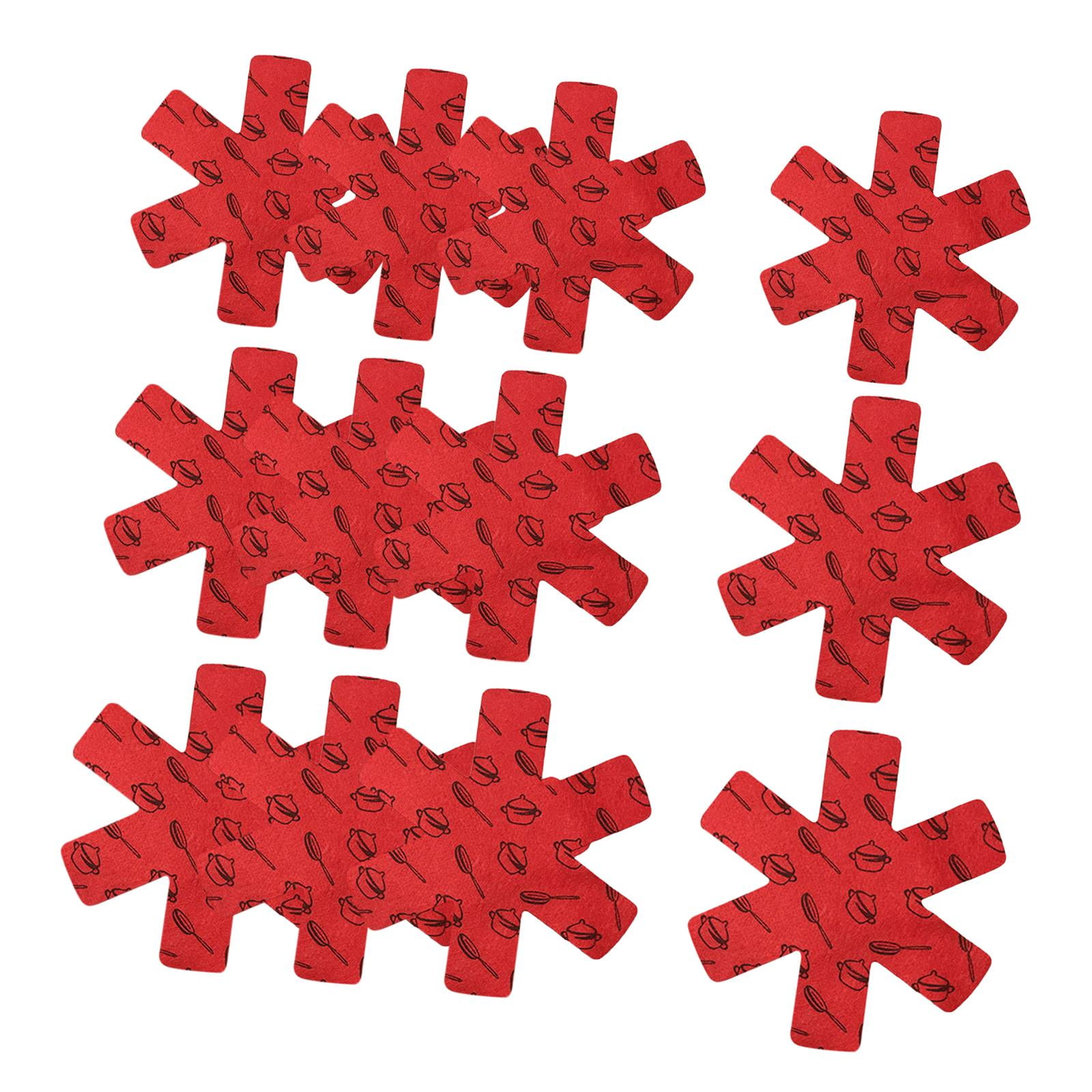 Bothyi - 12 Protectores Antideslizantes Para Sartenes Antiadherentes, Color Rojo